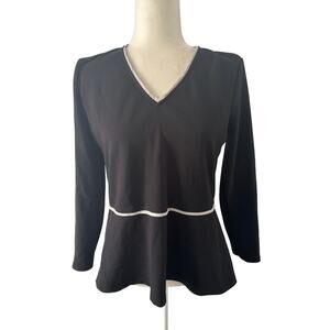 Ann Taylor Piped Peplum Top